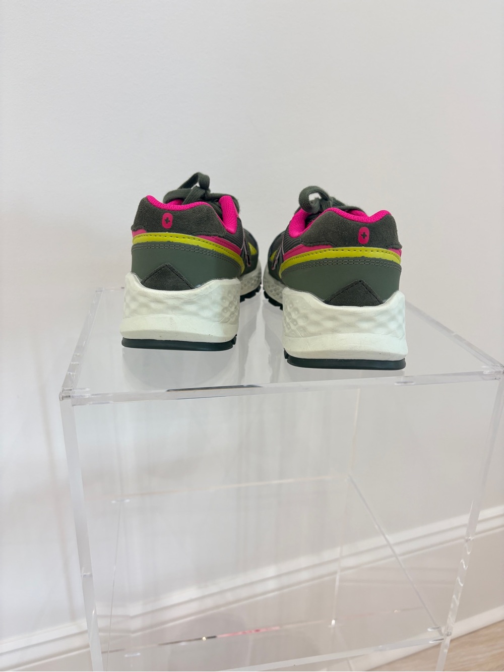 New Balance 574 FIGS Collab in Olive Green, Hot Pink & Yellow Women's Sneakers - Picture 4 of 14